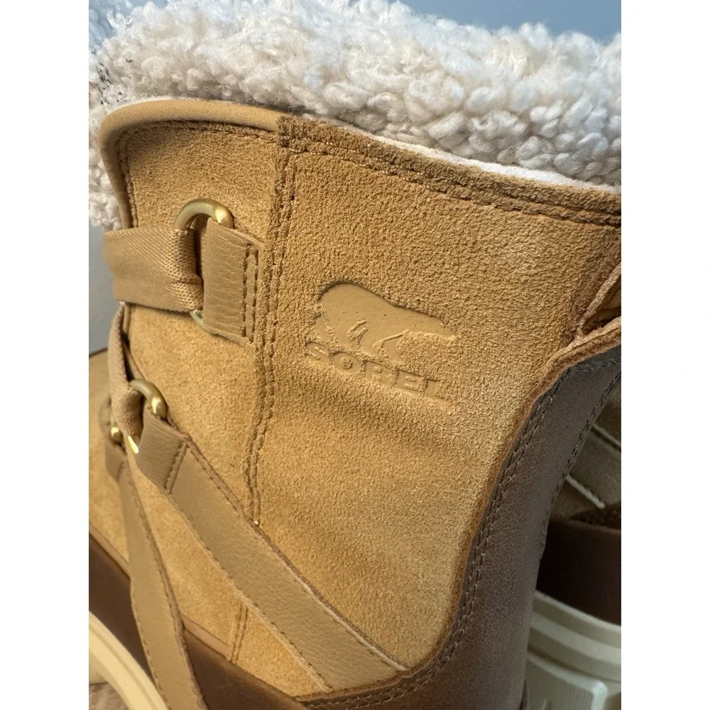 SOREL Tivoli V Resort Waterproof Women's Boots Velvet Tan 10.5 Chunky Heel Fur